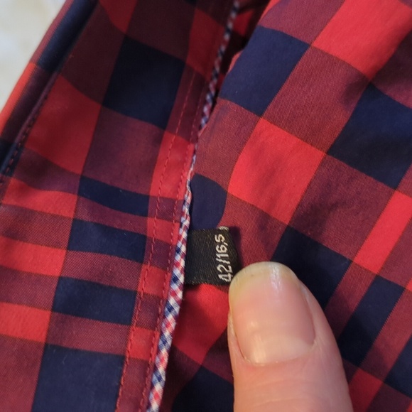 Hammermade Red Plaid Cotton Button Down Shirt - Picture 4 of 5